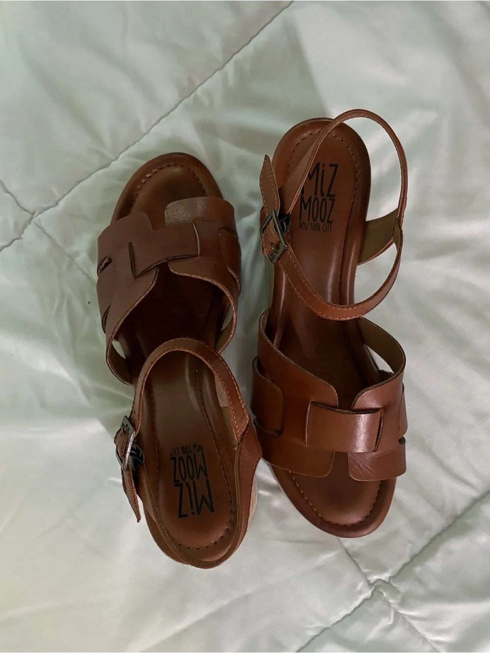 Miz Mooz Brown Leather Wedge Sandals | Color: Brandy | Size: 39 (US 8)